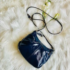 Coach Women’s Small Crossbody. Glossy Navy Blue.